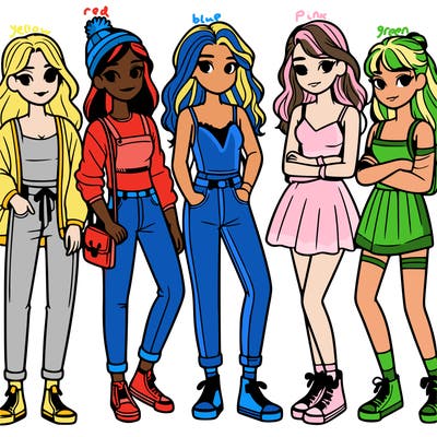 six teen girls standing together