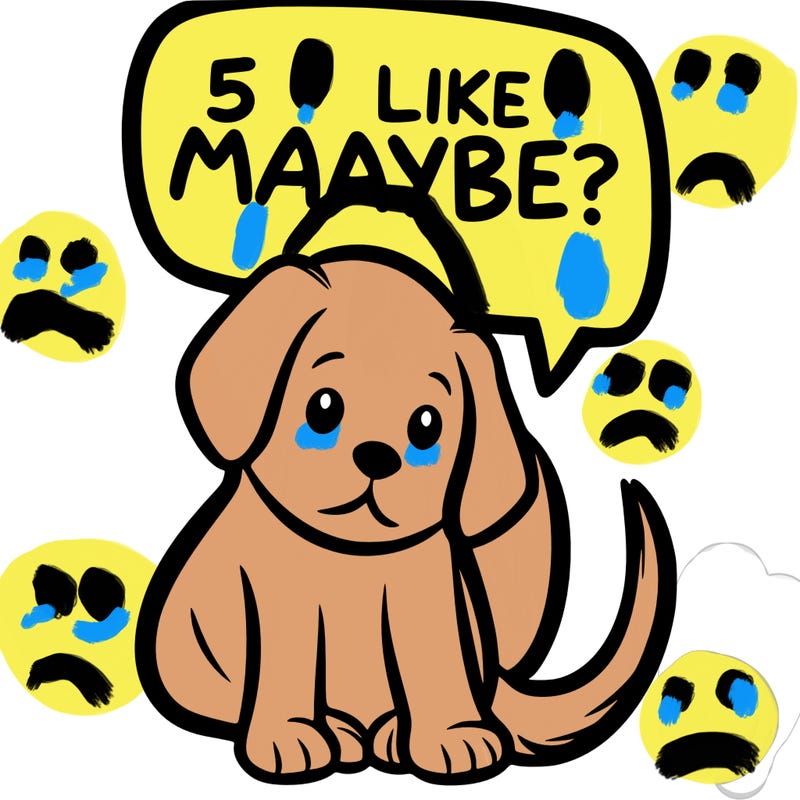 a puppy that says 5 like maybe