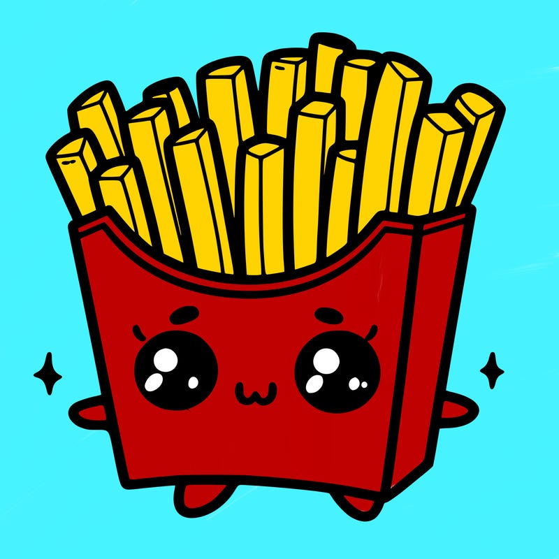 a cute. french fries