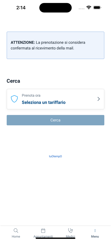 Interface do aplicativo MyMaterDei mostrando as opções de pesquisa e agendamento para serviços médicos