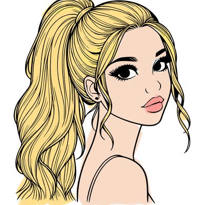realistic pretty girl with high pony tail