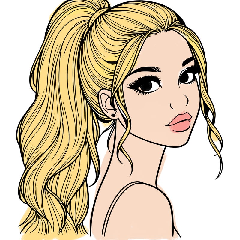 realistic pretty girl with high pony tail