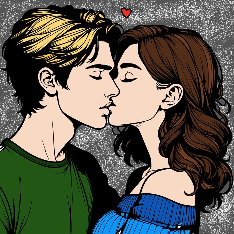 realistic couple kissing