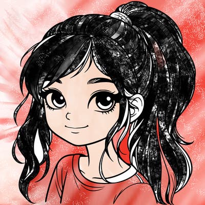 realistic girl with ponytail