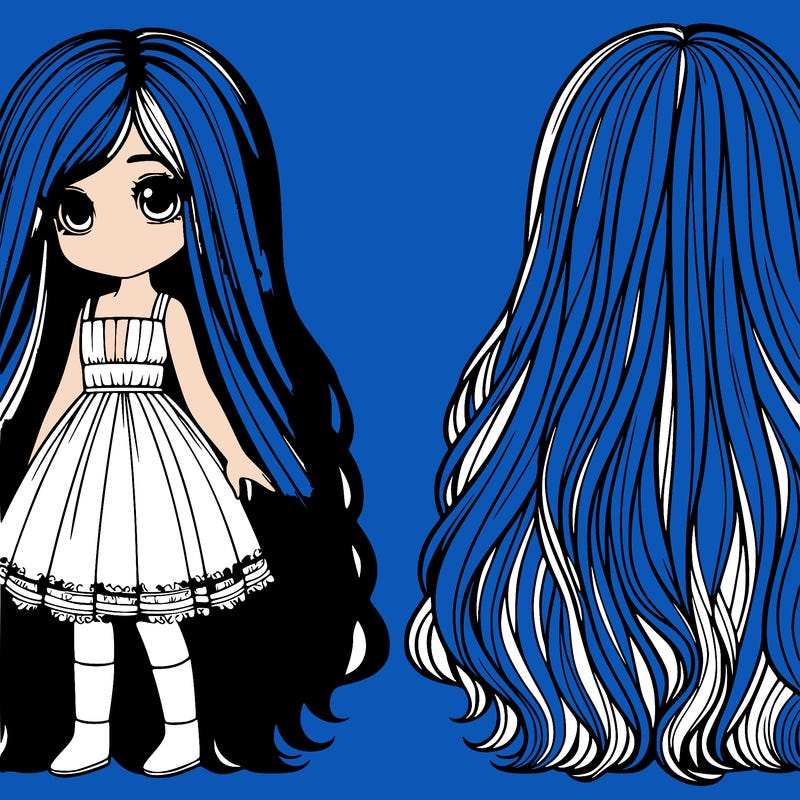 realistic, girl with really long hair and a dress