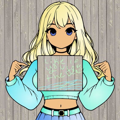 girl holding a blank sign in a long sleeve crop top