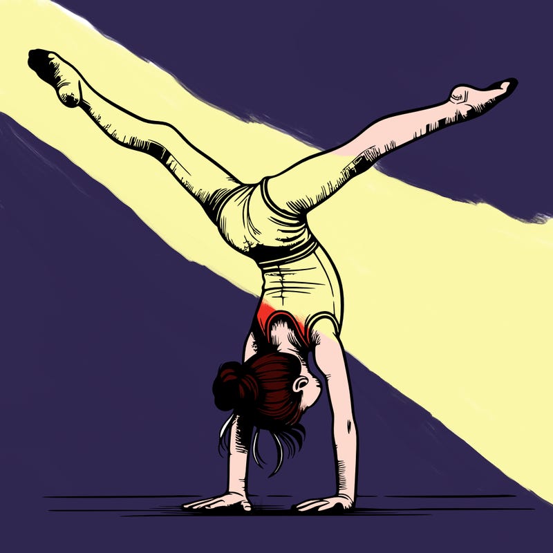 realistic gymnastic hand stand girl in four splits