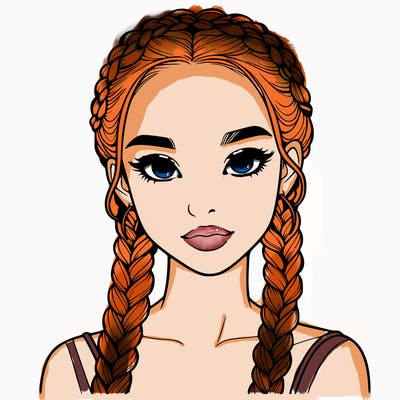 realistic girl with braids