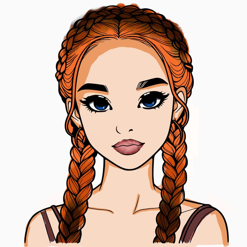 realistic girl with braids