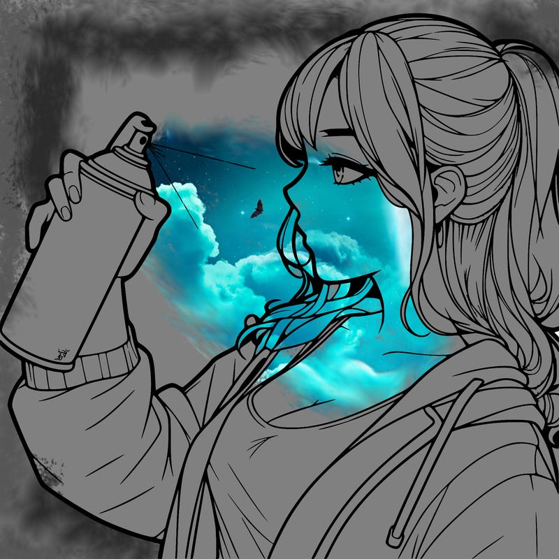 a realistic girl spray, painting