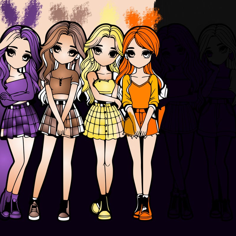 a group of girls realistic