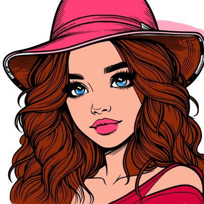 realistic girl with hat