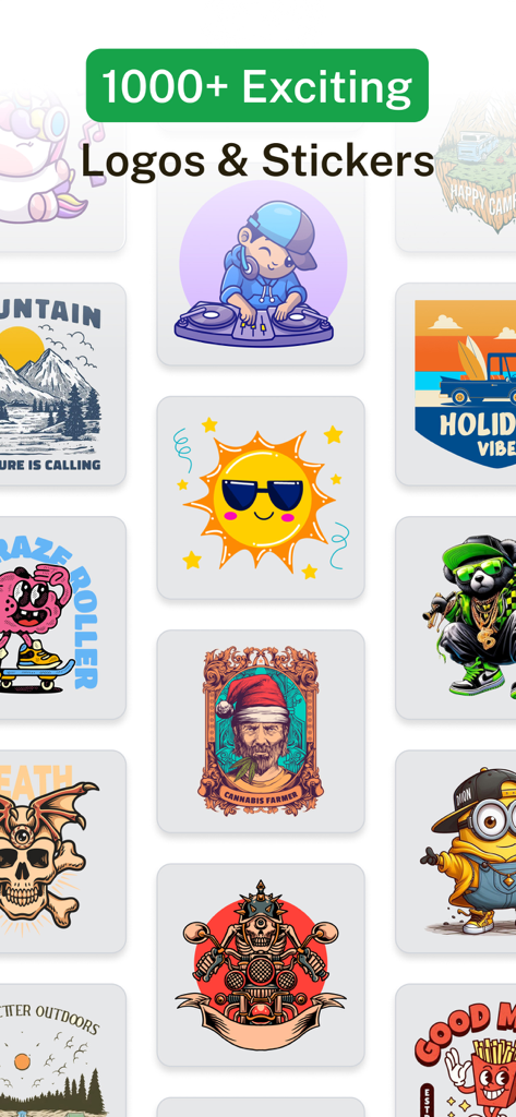 Una biblioteca de más de 1000 logotipos y pegatinas personalizados para el diseño de ropa