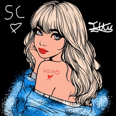 realistic girl with bangs looking over her shoulder