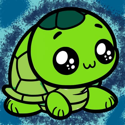 cute little animated turtle
