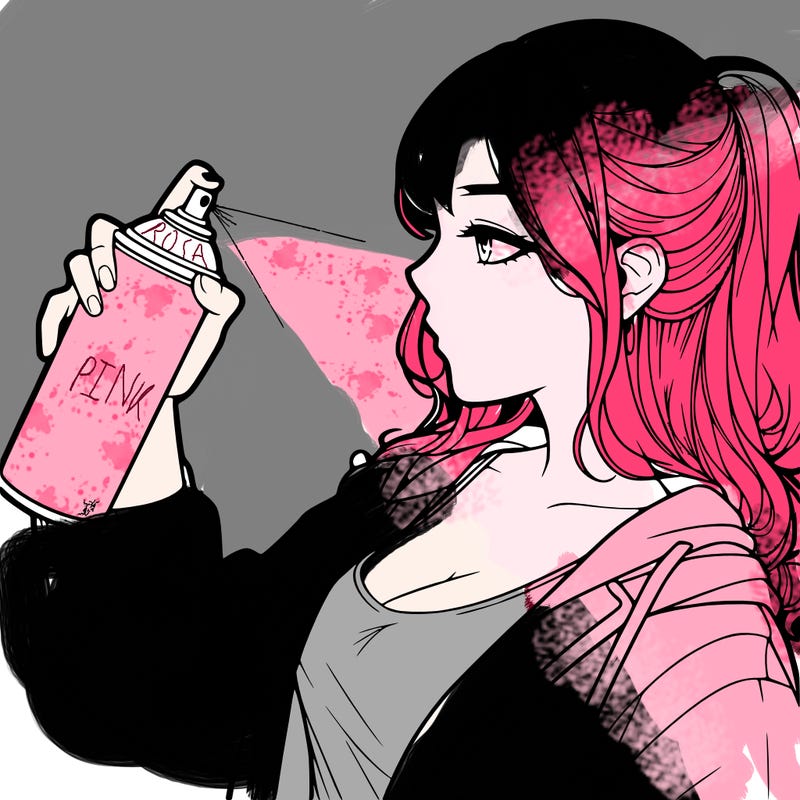 a realistic girl spray, painting