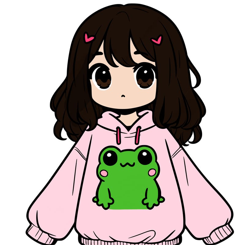 girl wearing frogging sweatshirt
