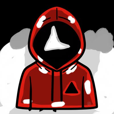 a person with non face waering a hoodie with a small triangle symbol