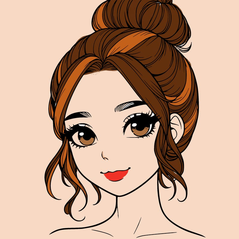 realistic pretty girl with hair in bun
