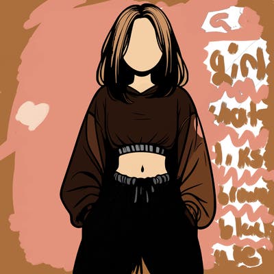 realistic girl faceless with baggy pants and a crop top