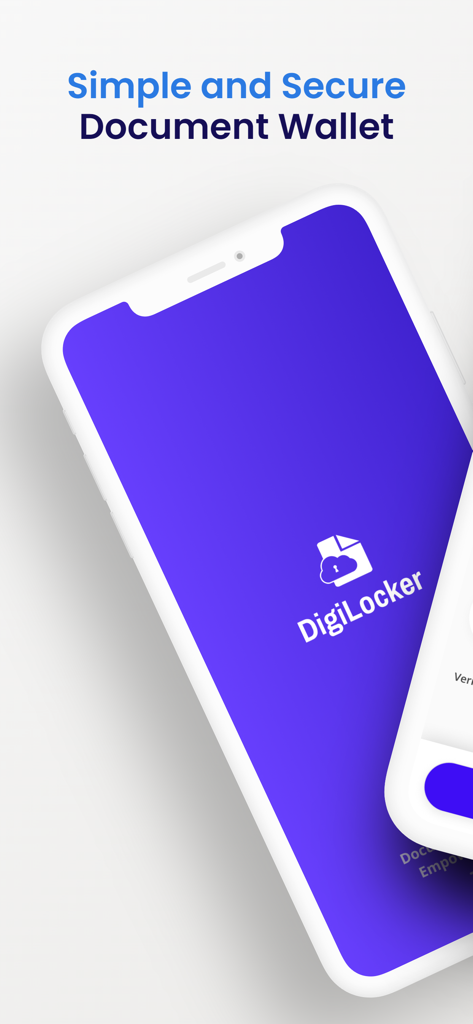 DigiLocker 앱 실행 화면, 로고와 문서 지갑 슬로건 표시