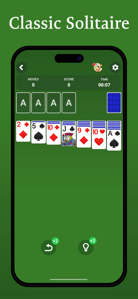 Classic solitaire card game interface on a smartphone