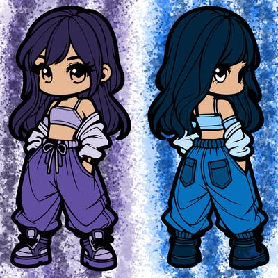 girl in crop top and baggy pants