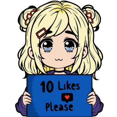 a girl with a sign saying 10 likes please
