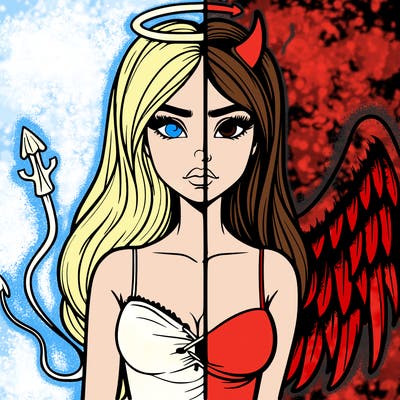devil vs angel realistic girl