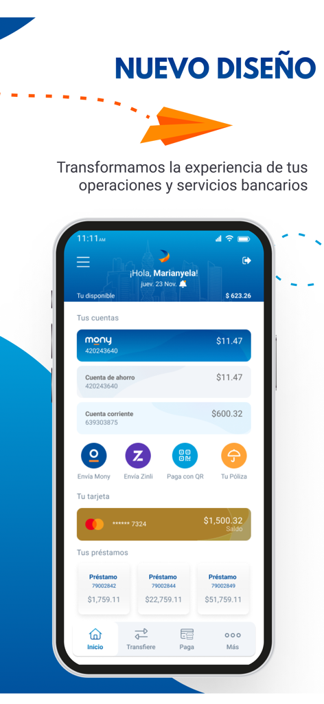 Mercantil Banco Panamá - Mercantil Banco Panama mobile app interface displaying account balances and financial services