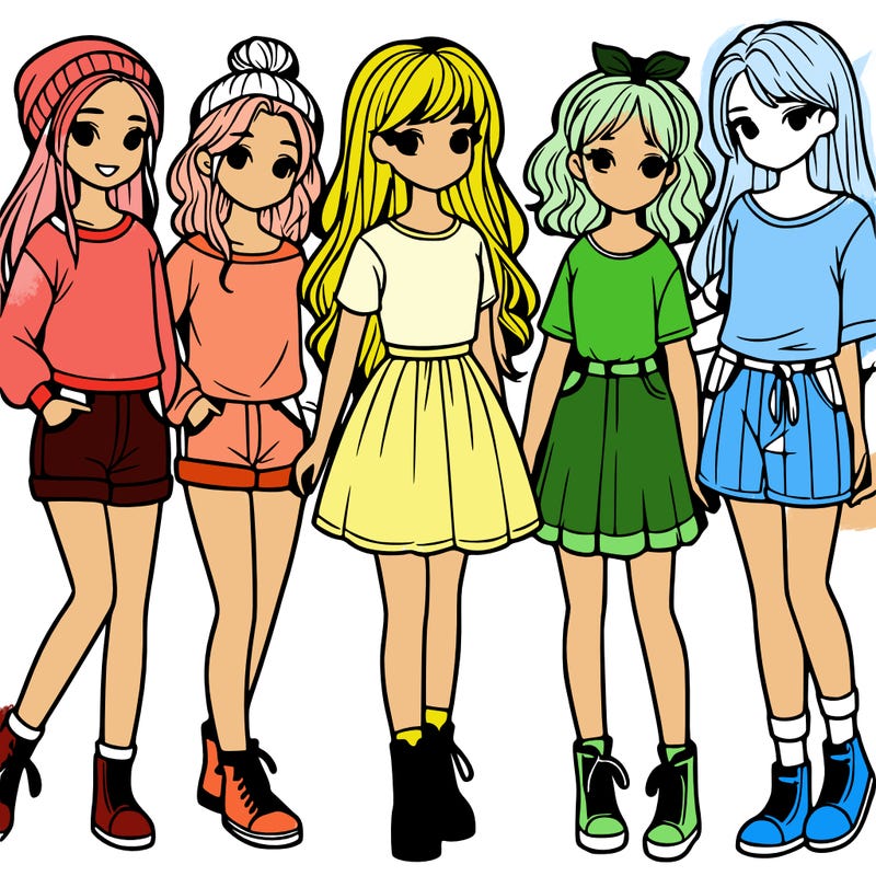 a group of five girls