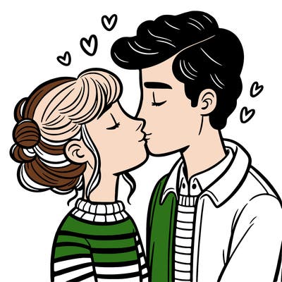 boyfriend and girlfriend kissing