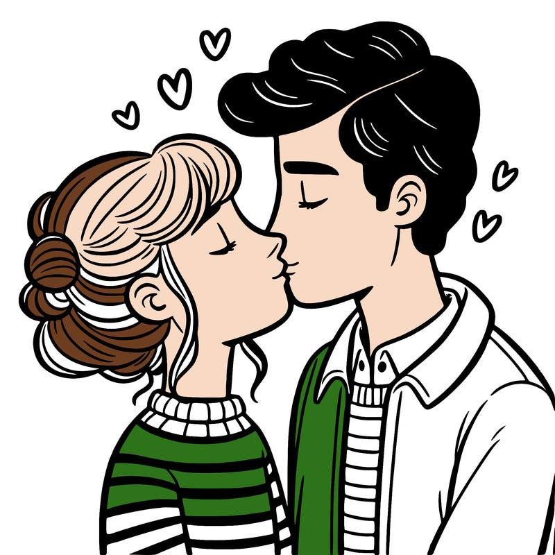 boyfriend and girlfriend kissing