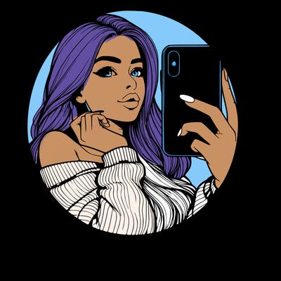 realistic girl taking mirror selfie beautiful