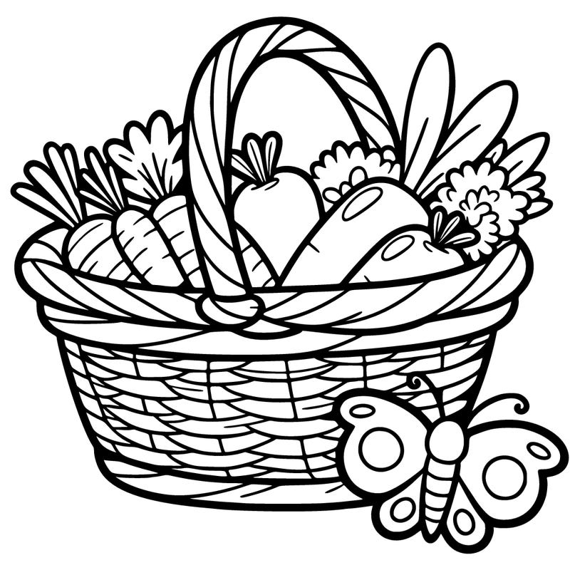 basket of vegetables with a butterfly