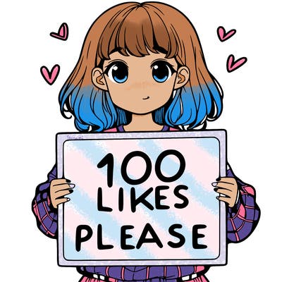 a girl holding a sign saying 100 likes please