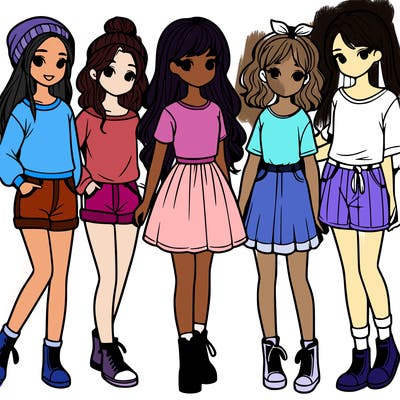 a group of five girls