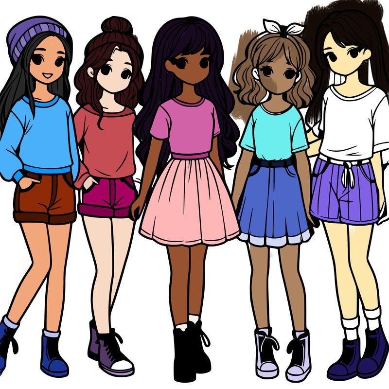 a group of five girls