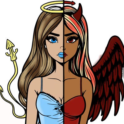 devil vs angel realistic girl