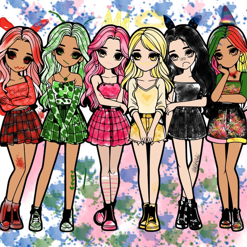 a group of girls realistic