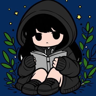 girl in oversized hoodie reading a book