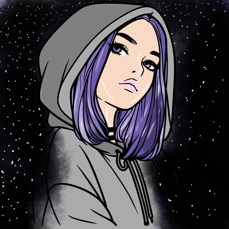 a realistic girl in a hoodie