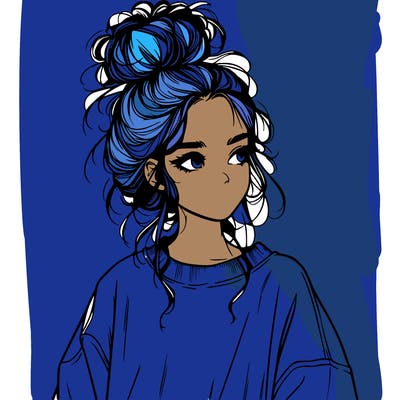 realistic girl with messy bun and oversized clothing