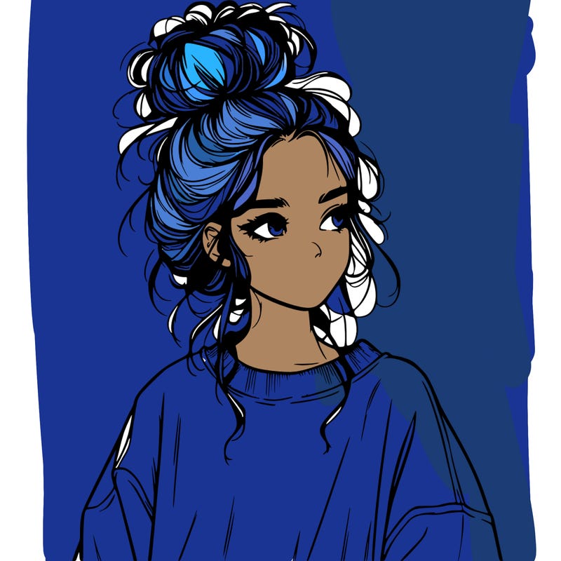 realistic girl with messy bun and oversized clothing