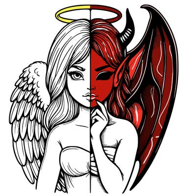 realistic angel half demon