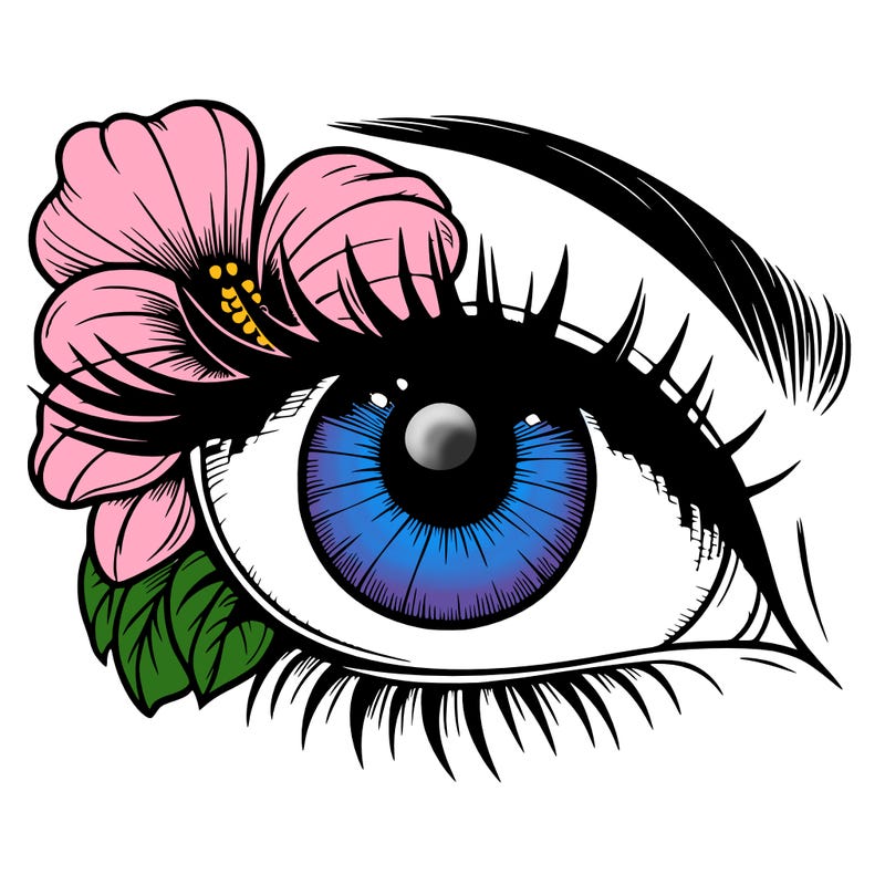 realistic eye with flower