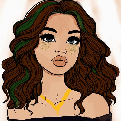 realistic girl with wavy hair and lips