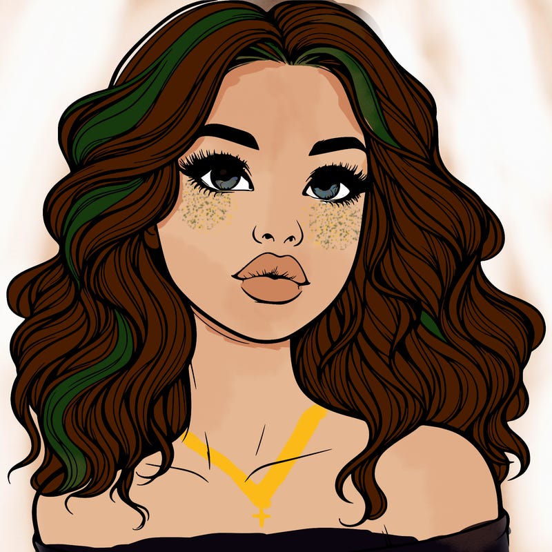 realistic girl with wavy hair and lips
