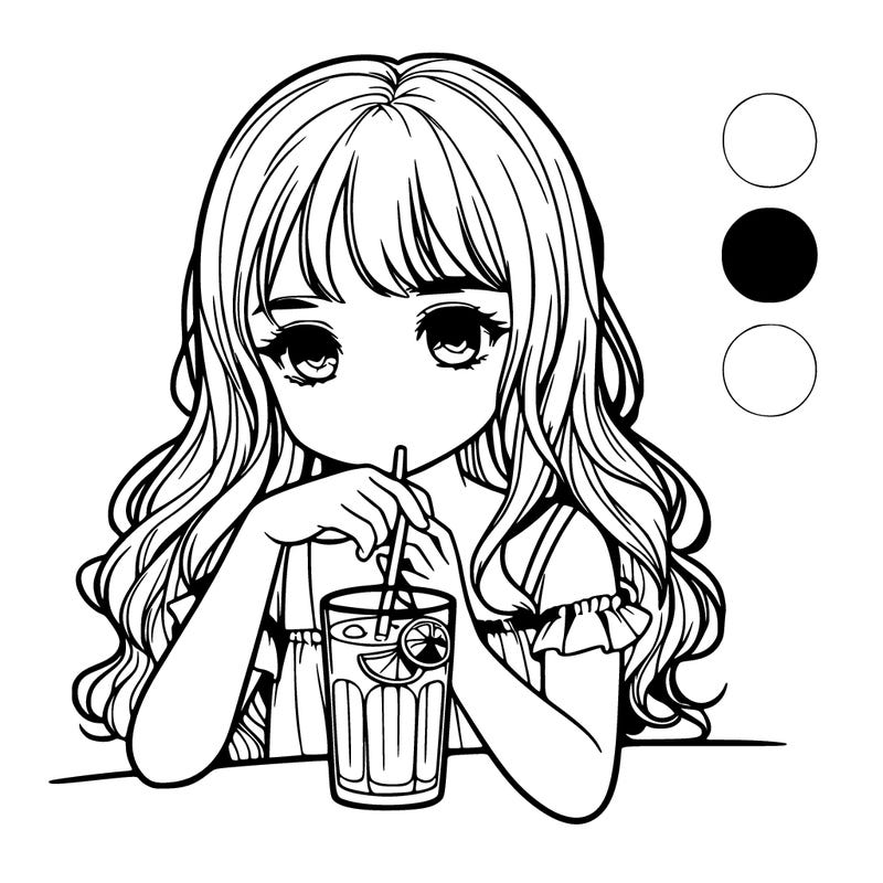 a girl, a realistic girl, drinking lemonade