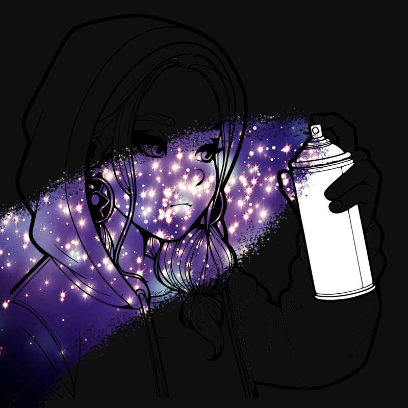 a realistic girl, spray painting